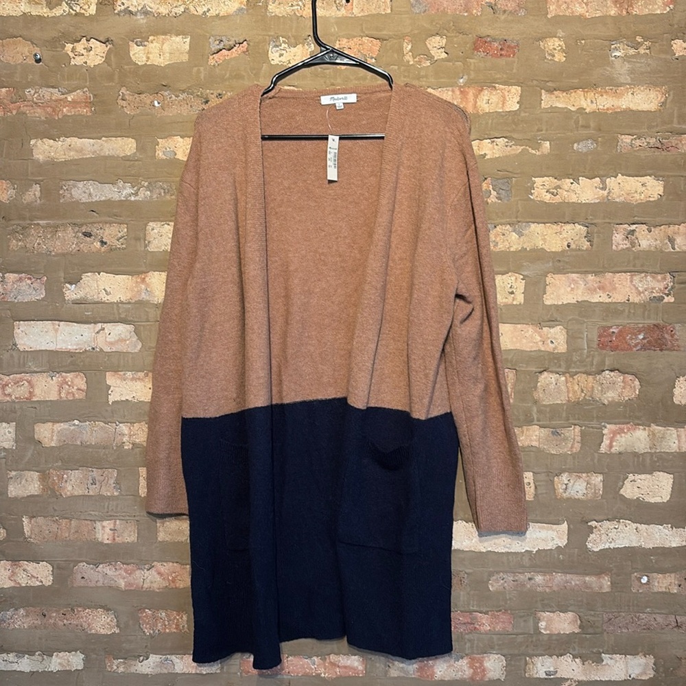 Madewell Kent Cardigan Tan and Blue